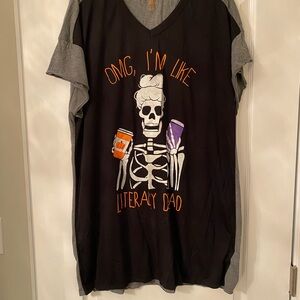 Celebrate It Black and Gray Skeleton Pajama Top